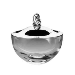 Cristal bowl with silver cover and silver trimming by Robbe & Berking